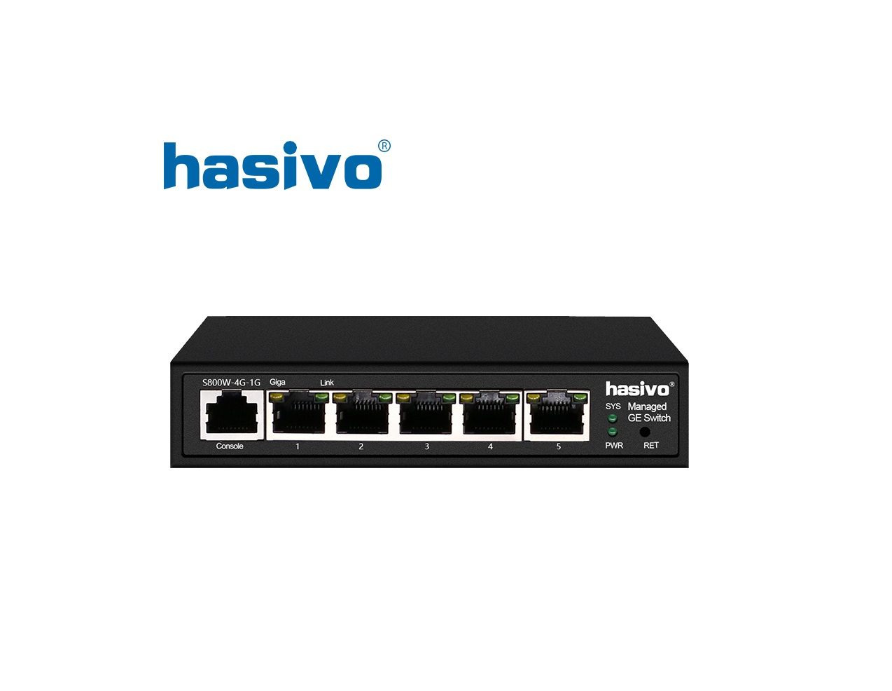 S800W-4G-1G web Managed Switch 4 port Gigabit + 1 RJ45 GE HASIVO S800W-4G-1G