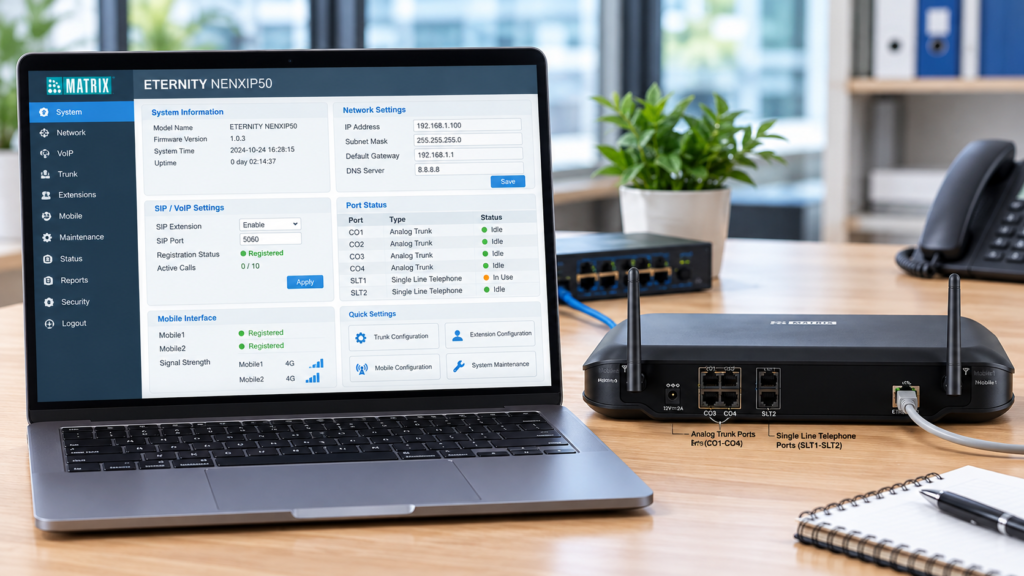Hướng dẫn sử dụng tổng đài IP Matrix ENTERNITY NENXIP 50