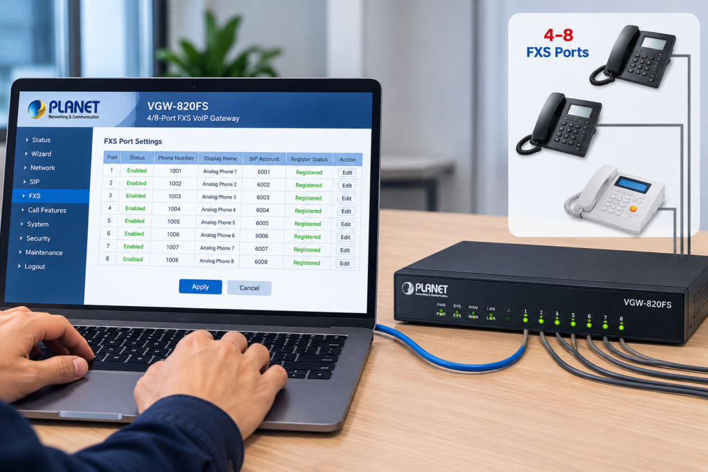 Hướng dẫn sử dụng thiết bị VoIP Gateway Planet VGW-820FS