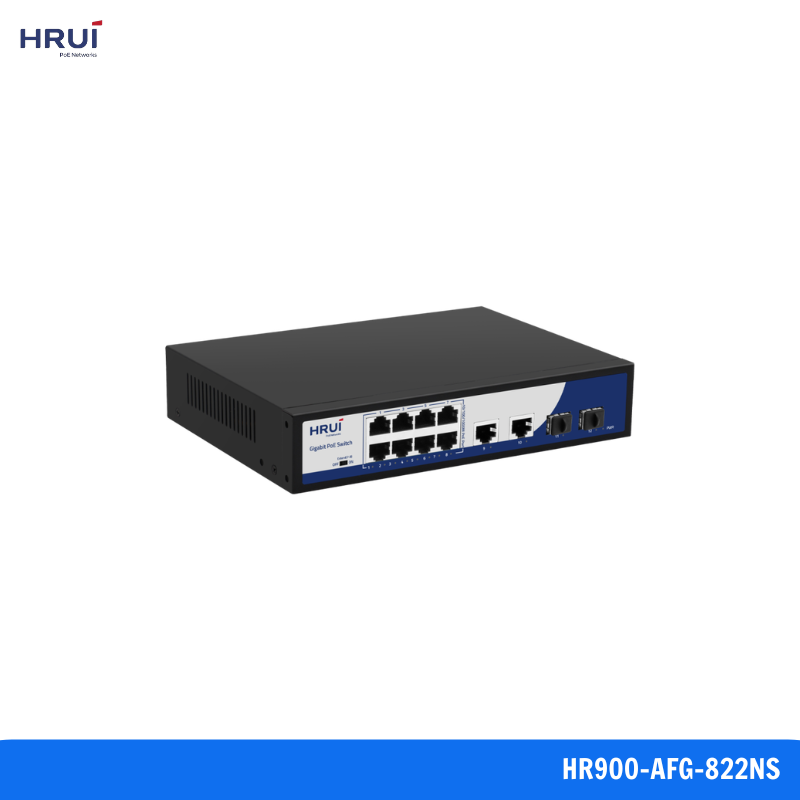 HR900-AFG-822NS Switch PoE 8 cổng Gigabit 2 SFP HRUI HR900-AFG-822NS