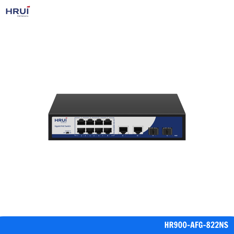 HR900-AFG-822NS Switch PoE 8 cổng Gigabit 2 SFP HRUI HR900-AFG-822NS
